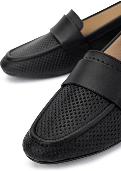 Kadın Hakiki Deri Siyah Loafer Ayakkabı