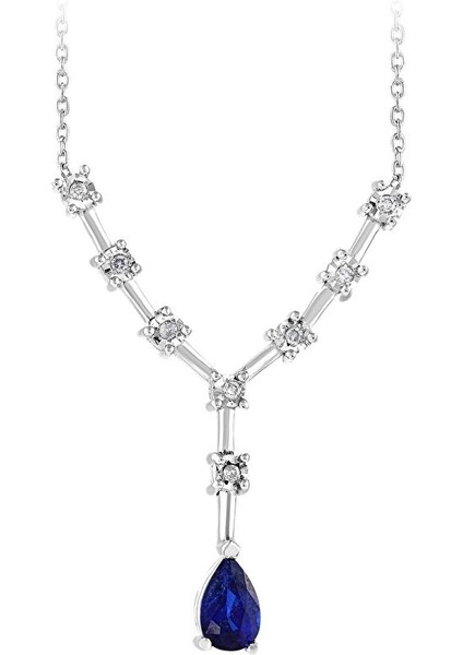 0.03 Karat Damla Safir Taşlı Pırlanta Kolye