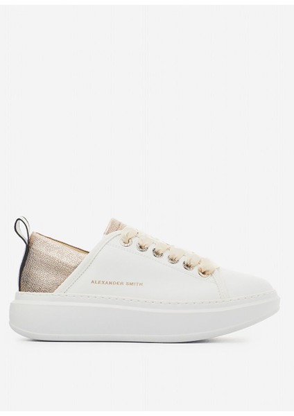 Beyaz - Altın Kadın Deri Sneaker ASAZWYW0493WCP
