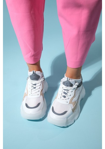 Beyaz-Gri Kadın Sneaker 210-60124