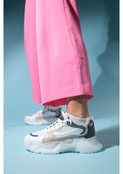 Beyaz-Gri Kadın Sneaker 210-60124 fiyatları