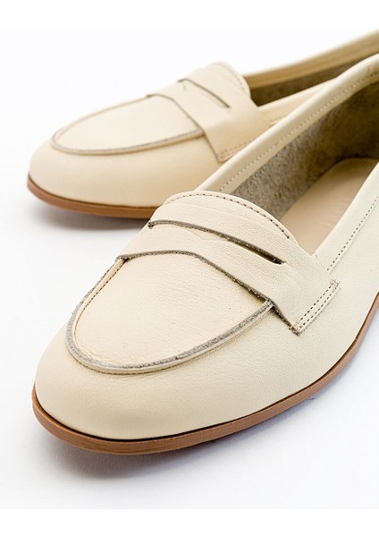 Bej Kadın Deri Loafer 63-F02 fiyatları