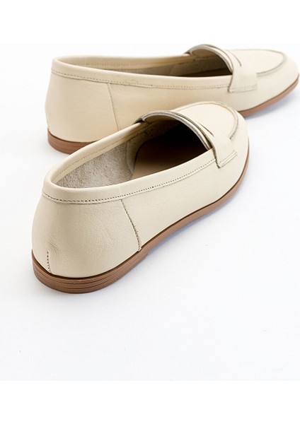 Bej Kadın Deri Loafer 63-F02 modelleri