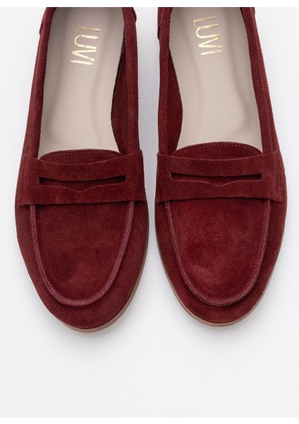 F02 Bordo Süet Hakiki Deri Kadın Loafer Ayakkabı fiyatları