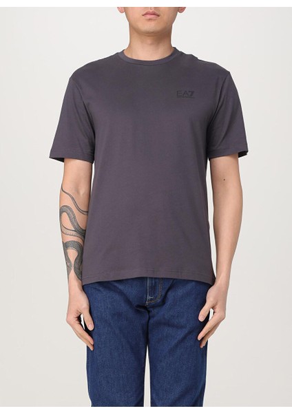 Antrasit Erkek Slim Fit T-Shirt Traın Logo Serıes Tee