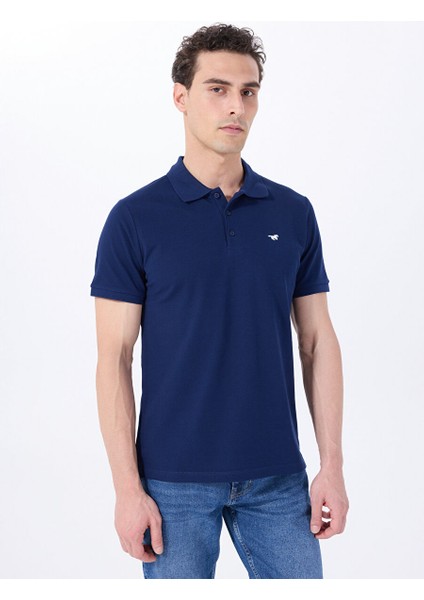 Lacivert Erkek Relaxed Baskılı Polo T-Shirt M5SM-TST1335