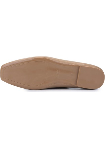 Kadın Hakiki Deri Bej Loafer Ayakkabı