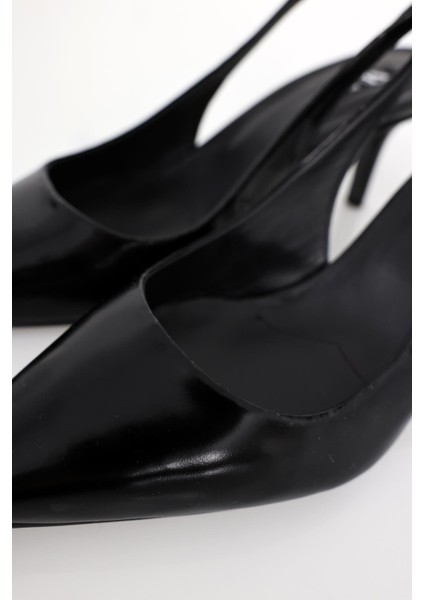 Siyah Sivri Burun Slingback 25149