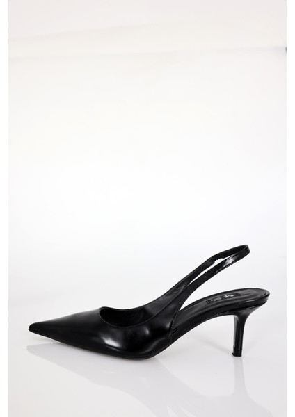 Siyah Sivri Burun Slingback 25149