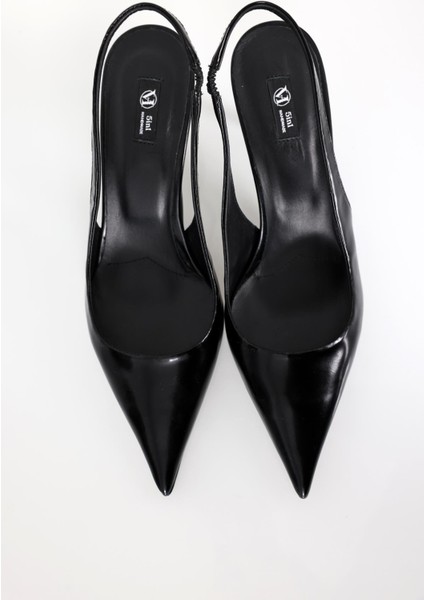 Siyah Sivri Burun Slingback 25149