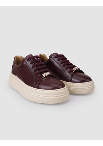 %100 Hakiki Deri Bordo Bağcıklı Kadın Sneaker fiyatları