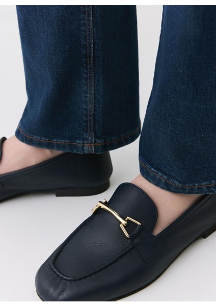 Kadın Deri Lacivert Tokalı Loafer fiyatları