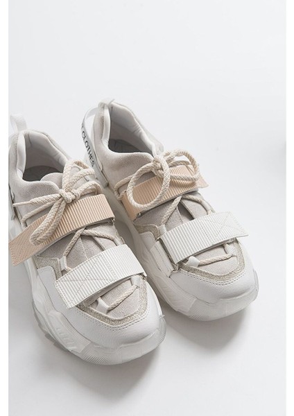 Lulen Beyaz Beyaz Rugan Sim Yazılı Cırtlı Kadın Spor Sneakers