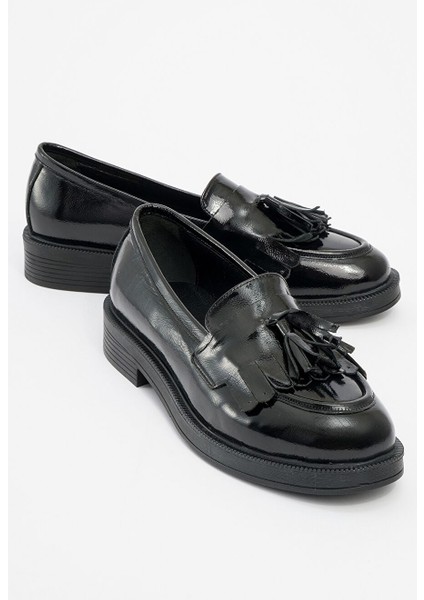 Siyah Kadın Deri Loafer 139-01