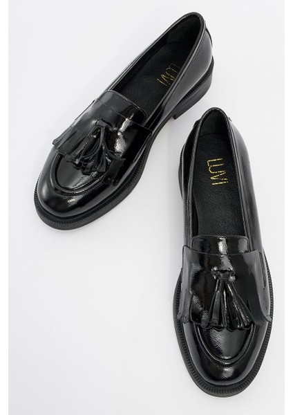 Siyah Kadın Deri Loafer 139-01 fiyatları