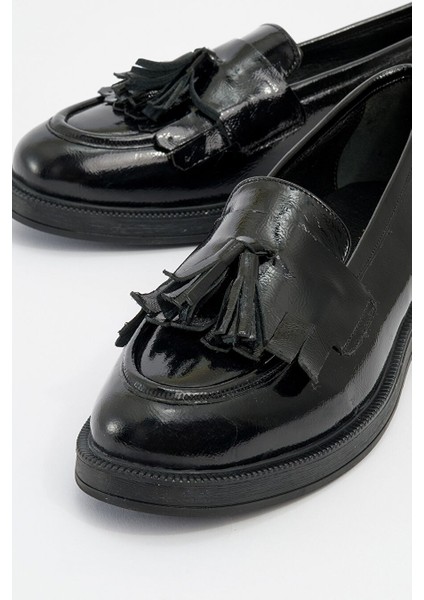 Siyah Kadın Deri Loafer 139-01 modelleri