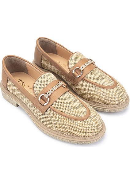 Siyah Kadın Deri - Hasır Loafer 775 6067 Bn Ayk Y24