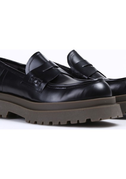 Siyah Kadın Deri Loafer P9101 modelleri