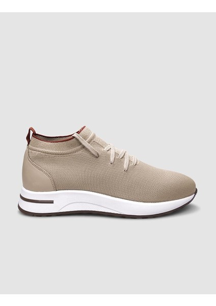 Triko Bej Bağcıklı Kadın Sneaker