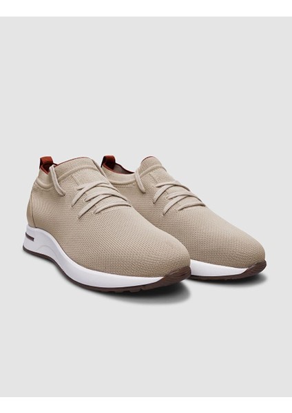 Triko Bej Bağcıklı Kadın Sneaker