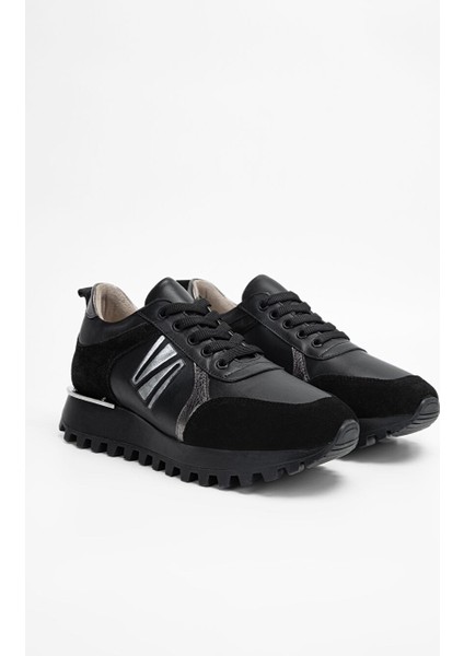 Kadın Siyah Hakiki Deri Sneakers & Spor Ayakkabı
