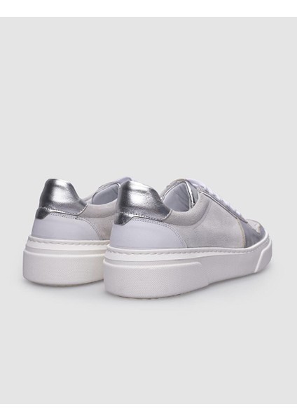 %100 Hakiki Deri Beyaz - Gri Kadın Sneaker modelleri