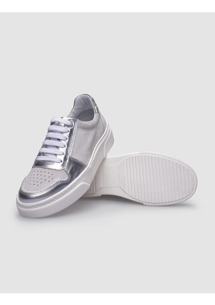 %100 Hakiki Deri Beyaz - Gri Kadın Sneaker fırsatları