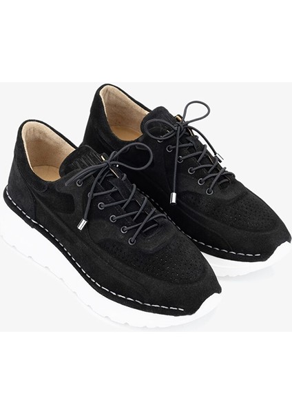 Zoe Kadın Siyah Süet Hakiki Deri Sneakers & Spor Ayakkabı