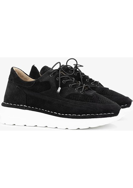 Zoe Kadın Siyah Süet Hakiki Deri Sneakers & Spor Ayakkabı