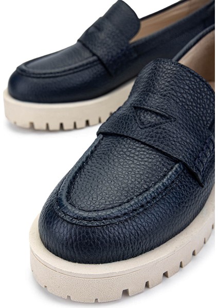 Kadın Hakiki Deri Lacivert Loafer Ayakkabı fırsatları