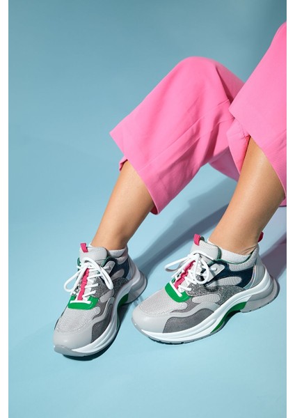 Beyaz-Gri Kadın Sneaker 98-30162