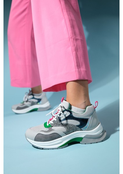 Beyaz-Gri Kadın Sneaker 98-30162 indirimleri