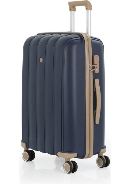 V305 Ultra Hafif Plastik Materyal Polipropilen Büyük Boy Valiz - Lacivert Şampanya fiyatları