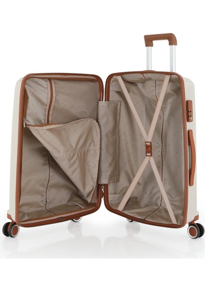 V305 Ultra Hafif Plastik Materyal Polipropilen Büyük Boy Valiz - Kemik Kahve fırsatları