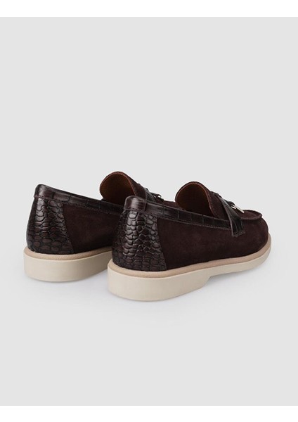 %100 Hakiki Deri Kahverengi Süet Kadın Loafer modelleri