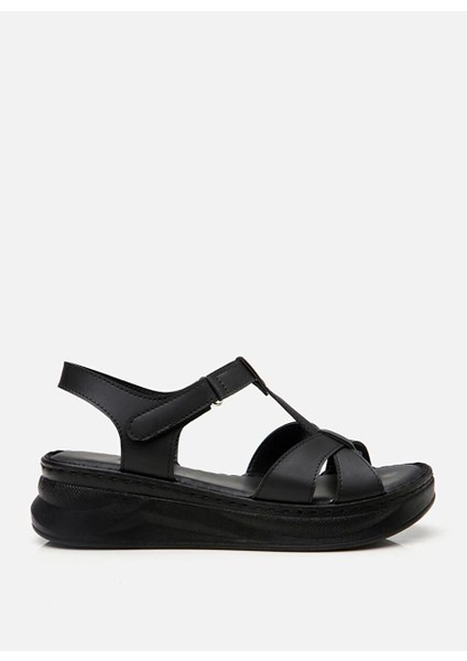 Kadın Siyah Comfort Düz Sandalet