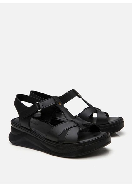 Kadın Siyah Comfort Düz Sandalet