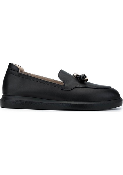 Siyah Kadın Deri Loafer 1037 6005 Bn Ayk SK24-25