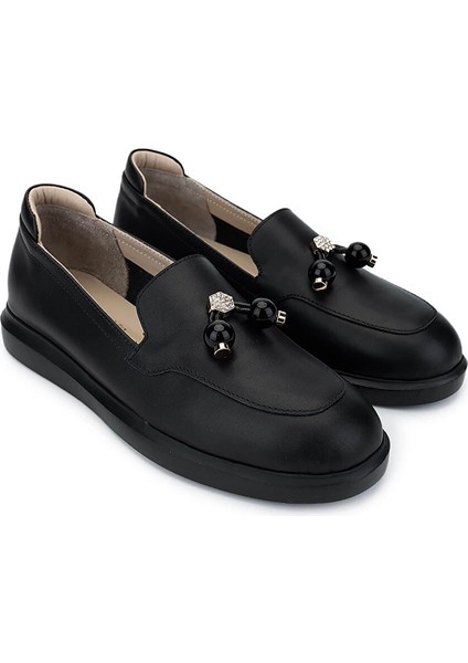 Siyah Kadın Deri Loafer 1037 6005 Bn Ayk SK24-25