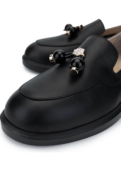 Siyah Kadın Deri Loafer 1037 6005 Bn Ayk SK24-25
