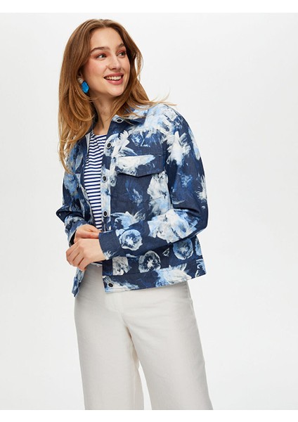 Çiçek Desenli Jean Ceket S25JCK003