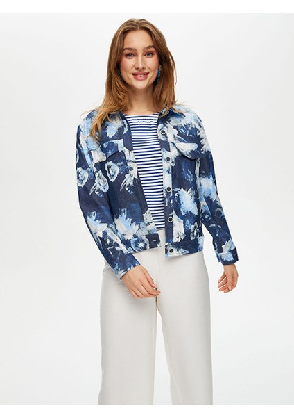 Çiçek Desenli Jean Ceket S25JCK003