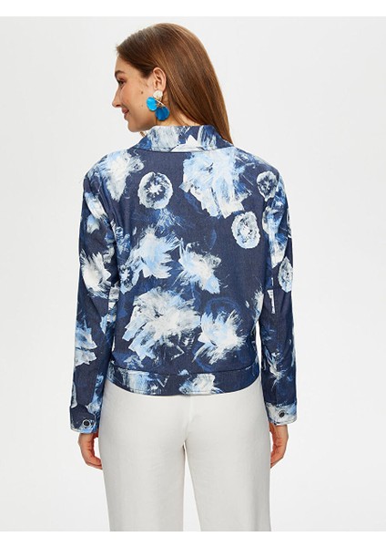 Çiçek Desenli Jean Ceket S25JCK003