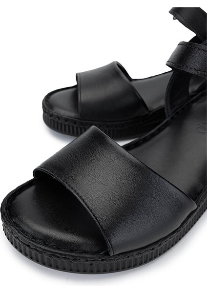 Kadın Hakiki Deri Siyah Deri Comfort Sandalet modelleri