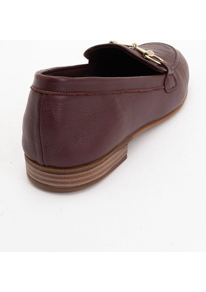 Trexıe Bordo Cilt Hakiki Deri Tokalı Kadın Loafer Ayakkabı fırsatları