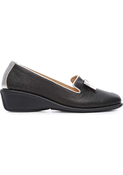 Kadın Suni Deri Siyah Mokasen & Loafer Ayakkabı