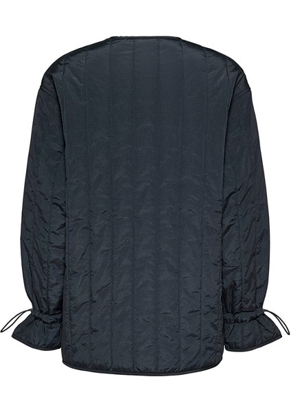 Lacivert Kadın Dik Yaka Standart Fit Puffer Mont Tjw Vertıcal Quılt Lıner Ext fırsatları