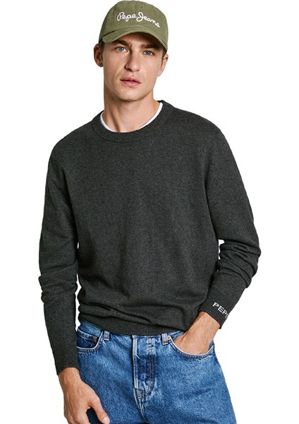 Koyu Gri Erkek Bisiklet Regular Fit Kazak PM702469-963 New Andre Crew Neck
