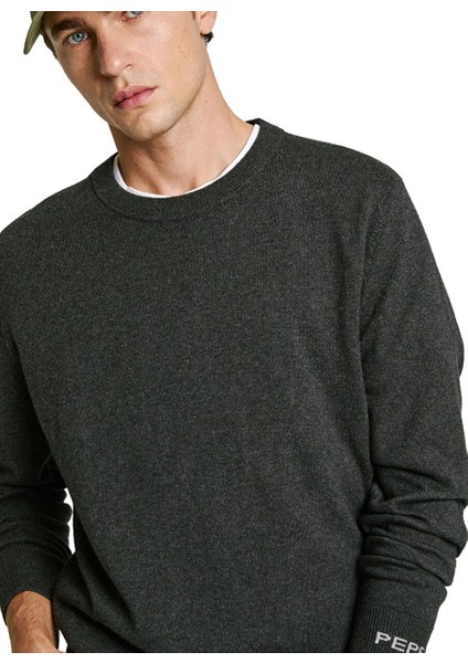 Koyu Gri Erkek Bisiklet Regular Fit Kazak PM702469-963 New Andre Crew Neck