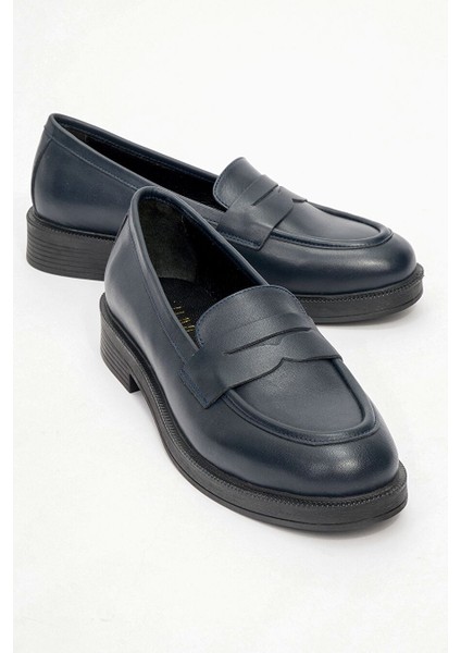 Lacivert Kadın Süet Loafer 139-03